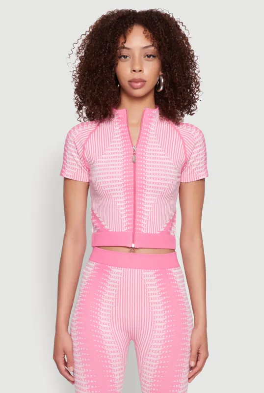 Seamless Geometric Patterned Zip Front Top sold by Rainbow