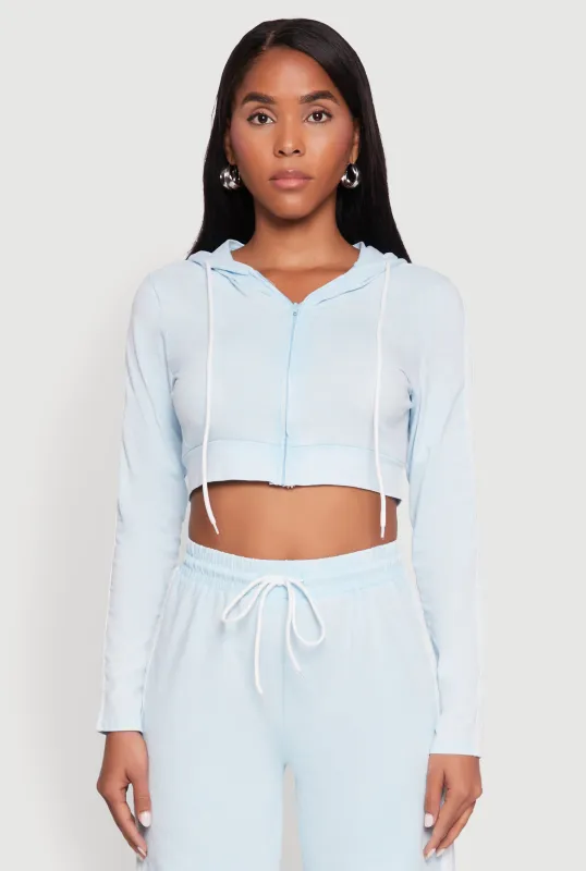 Daisy Mineral Wash Zip Front Cropped Hoodie sold by Rainbow