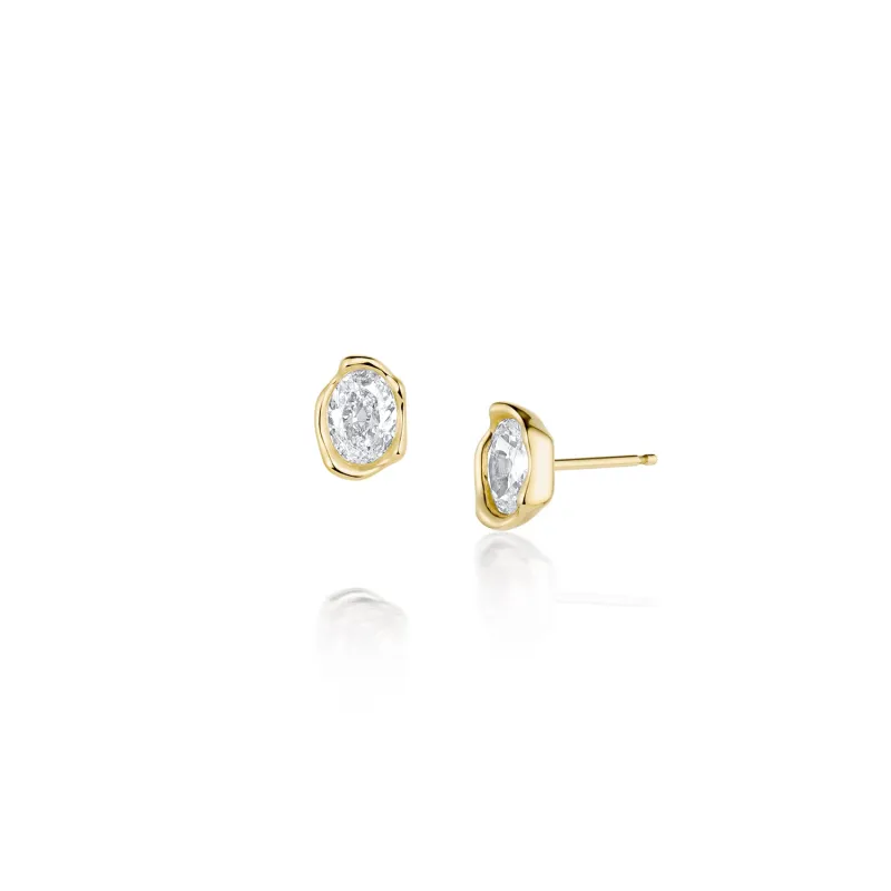 0.99ctw Diamond Abstract Bezel Studs sold by Marrow Fine