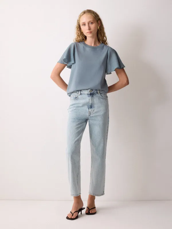 Gauze Sleeve Jersey Top | Blue sold by Jigsaw