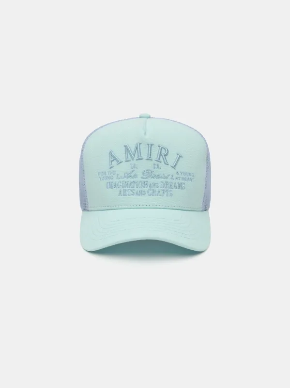 ARTS DISTRICT TRUCKER HAT - Ice Blue sold by AMIRI