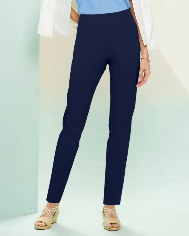 Appleseeds Women's Slimtacular® Flex Chino Tapered Pants - Blue - PL - Petite sold by Buff