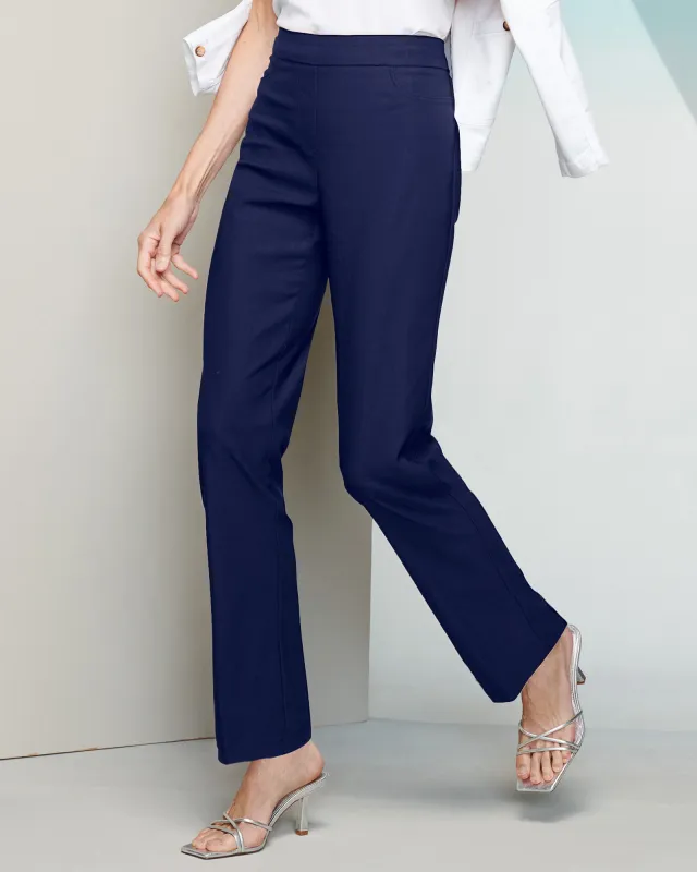 Appleseeds Women's Slimtacular® Luxe Twill Pants - Blue - PM - Petite Short sold by Buff