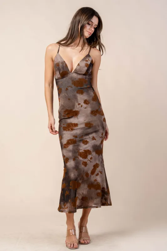 CDKF30480E / MESH PRINT MAXI DRESS sold by privy