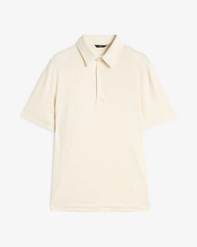 Linen Polo in White sold by 7 For All Mankind