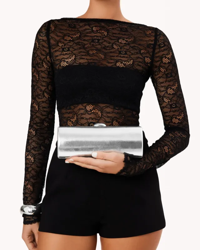 SIERRA CLUTCH BAG - SILVER METALLIC-SILVER sold by Billini