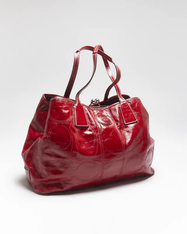 Vintage Y2k 00s Coach Patent Red Handbag sold by Rokit