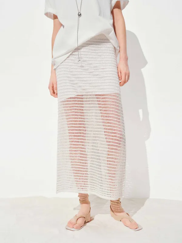 Back Slit Crochet Skirt sold by Mo&Co