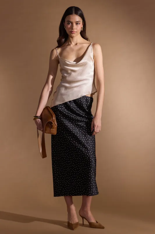 Minkpink Jemma Polka Bias Midi Skirt Black sold by Shine On
