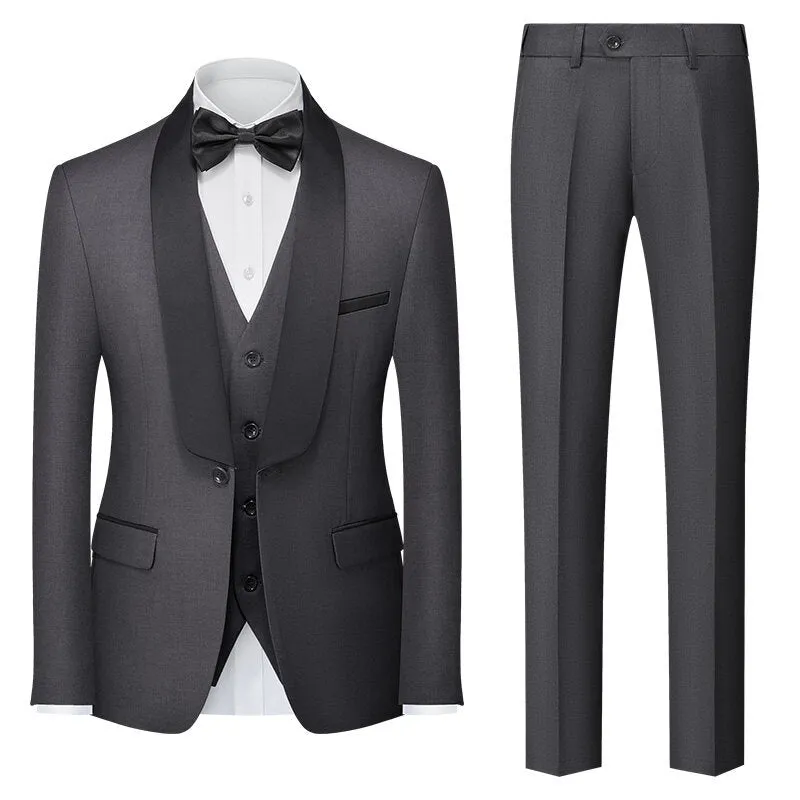Tailored Fit Shawl Lapel Single Breasted One-button 3 Pieces Solid Colored Men's Suits sold by Lavetir