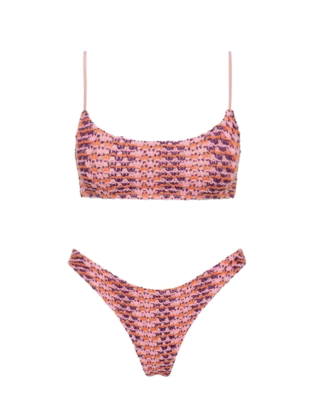 MICA - BLOSS Pink Crochet Crop Bikini Set sold by triangl swimwear