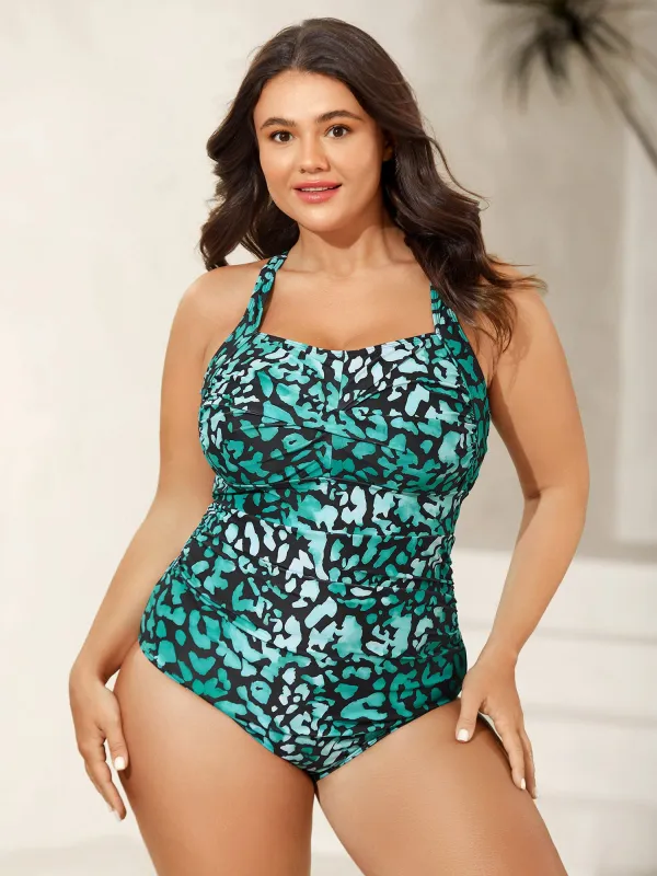 Leopard Twist Front One-Piece Swimsuit sold by Bloomchic
