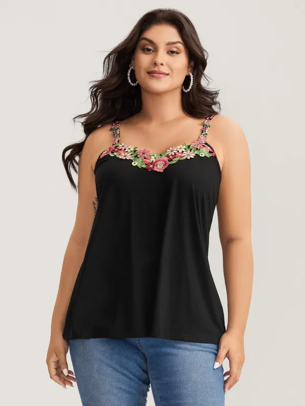 3D Floral Neckline Tank Top sold by Bloomchic