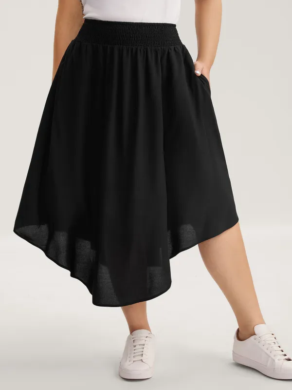Wide Shirred Waist Flared Maxi Skirt sold by Bloomchic
