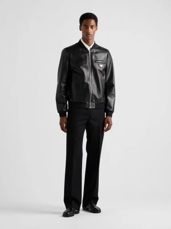 Black Nappa Leather Bomber Jacket sold by Fashion Clinic