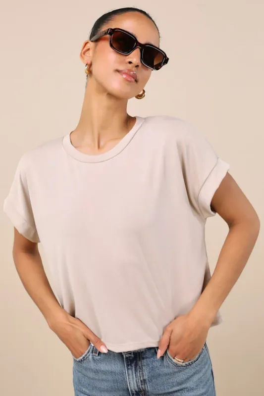 Cool Instincts Beige Short Sleeve Top sold by Lulus