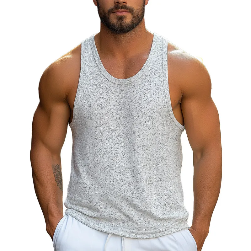 Men's Summer Breathable And Comfortable Polka Dot Printed Cotton Tank Top MTA2683E2P sold by Manly