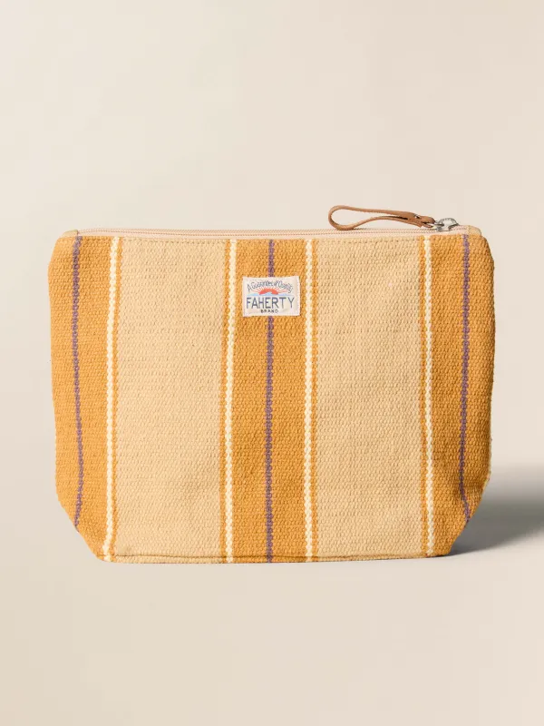 Surf Stripe Zip Pouch - Khaki sold by Faherty