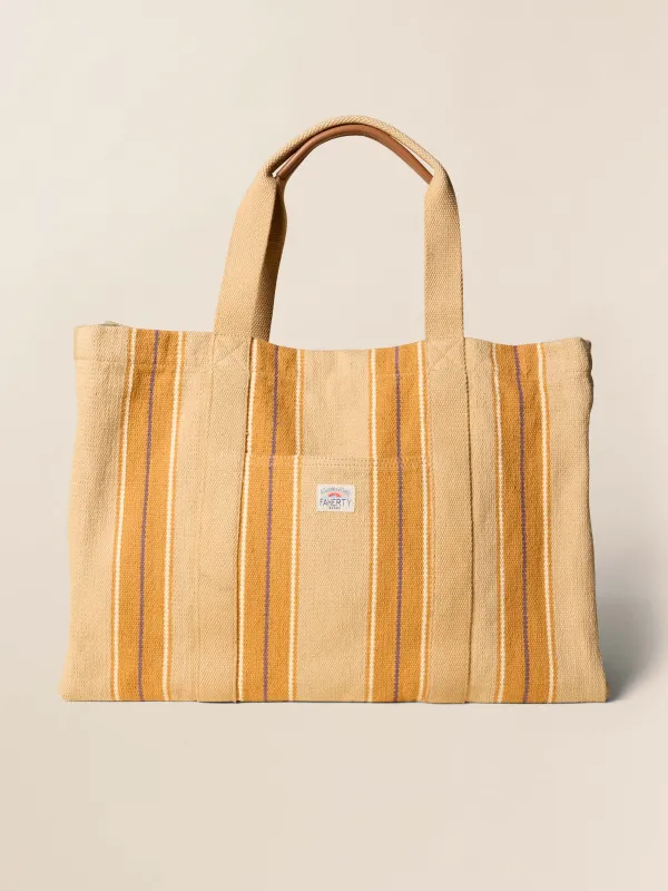 Surf Stripe Beach Tote - Khaki sold by Faherty