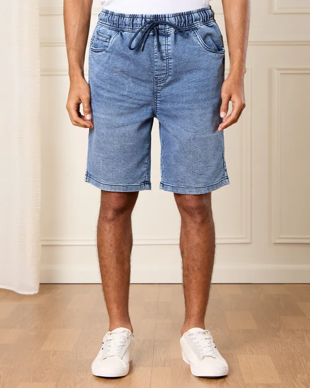 Men Blue Denim Shorts sold by Redtag