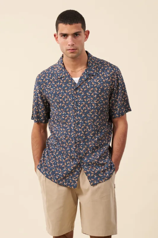 PAISLEY RAYON SHIRT - BLUE sold by Bound