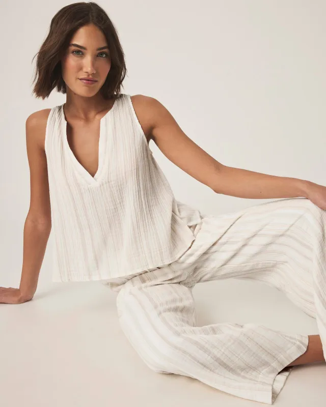 Kit Gauze Stripe V-Neck Tank sold by Splendid