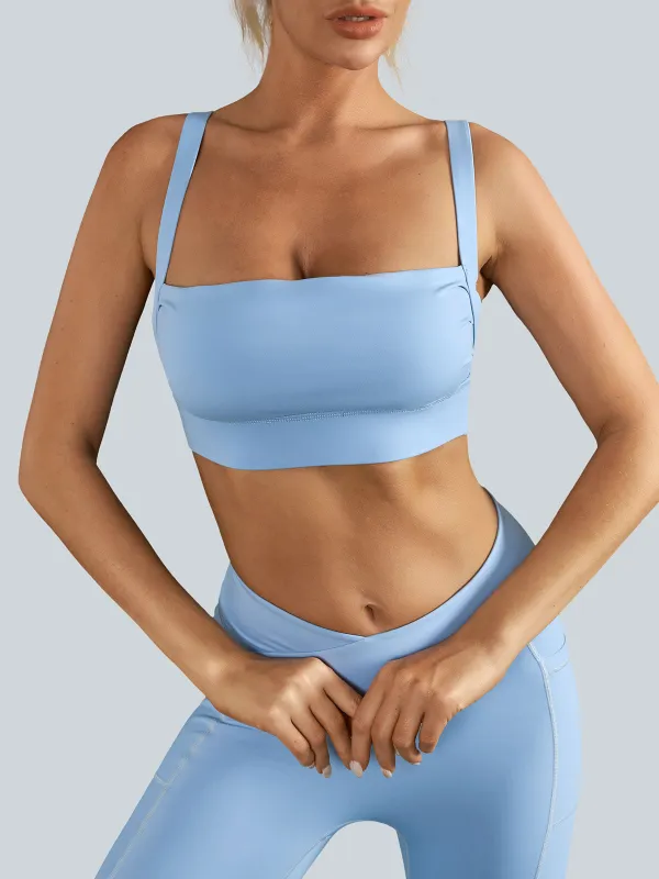 Sky Blue Strappy Sports Bra -Light Support sold by BERLOOK