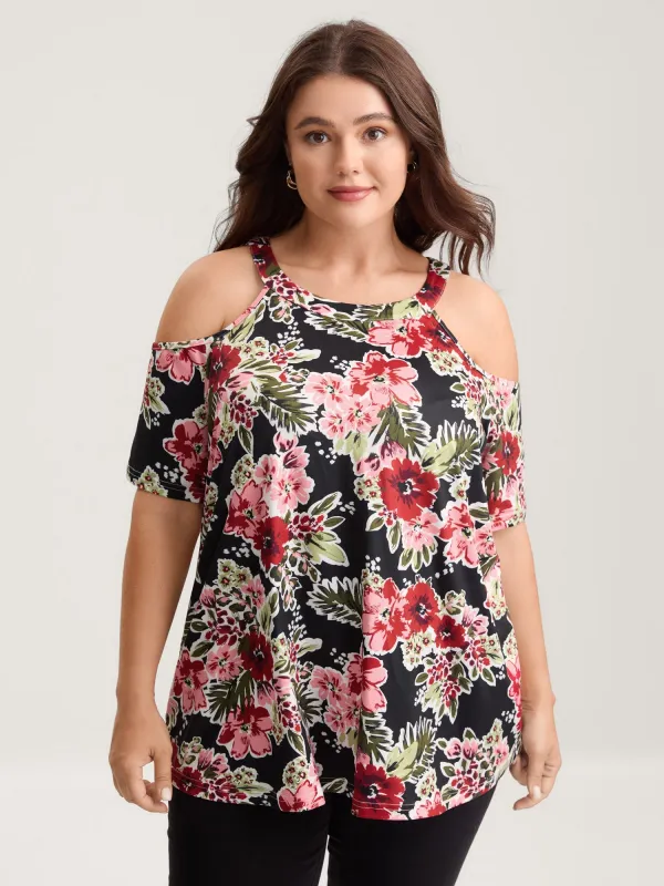 Large Floral Print Off-Shoulder Top sold by Bloomchic