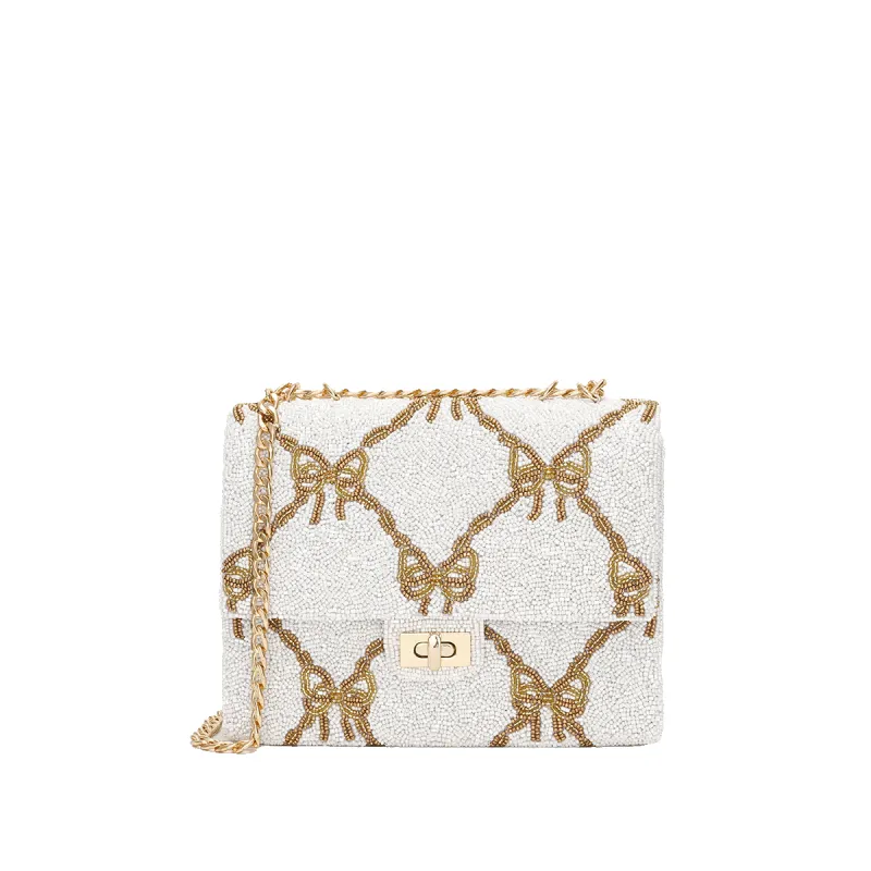 White Beaded Bow Bag sold by Lily and Bean