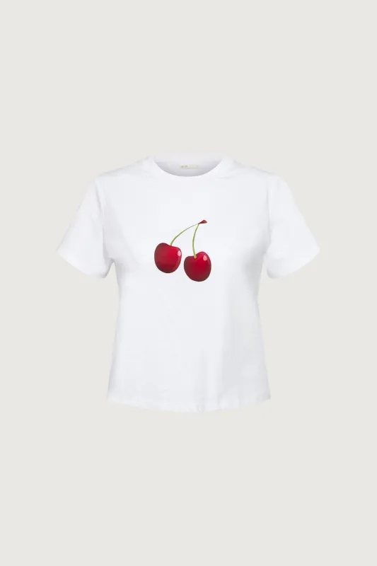 CHERRY RIBBON GRAPHIC T-SHIRT sold by OAK AND FORT