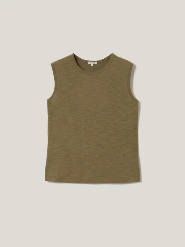 Cut Out Cotton Slub Tank | Khaki sold by Jigsaw