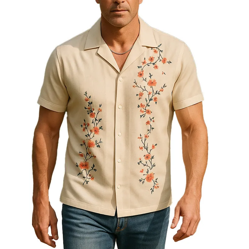 Men's Summer Casual Linen Printed Short Sleeve Shirt MTA2865E8P sold by Manly