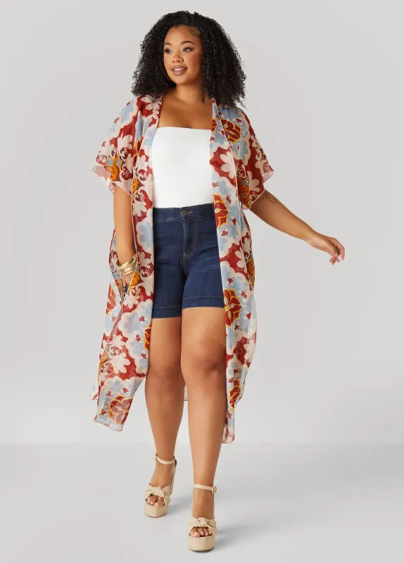 Scarf Print Chiffon Duster sold by Ashley Stewart