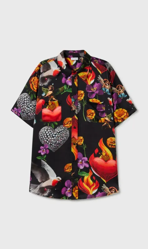 Silk Laundry | Short Sleeve Boyfriend Shirt - Dearly Beloved Black sold by Sister & Co