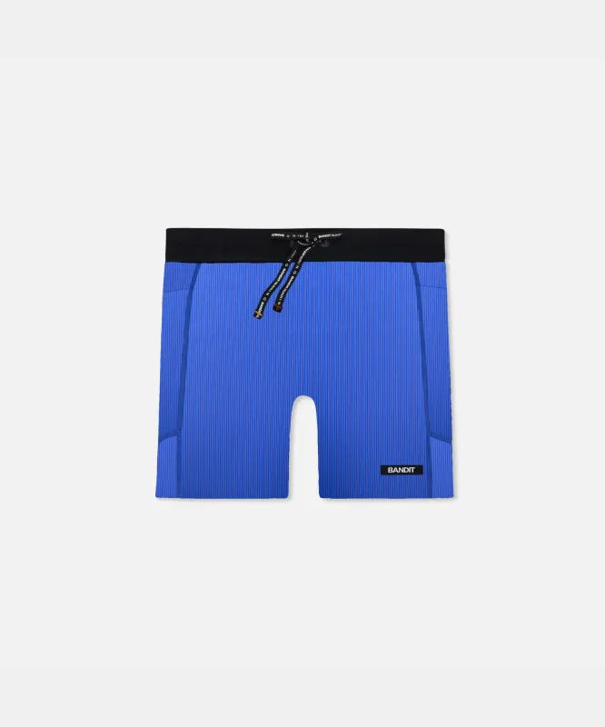 Striped Cadence™ 5" Compression - Deep Peri Blue with Rust sold by Bandit Running