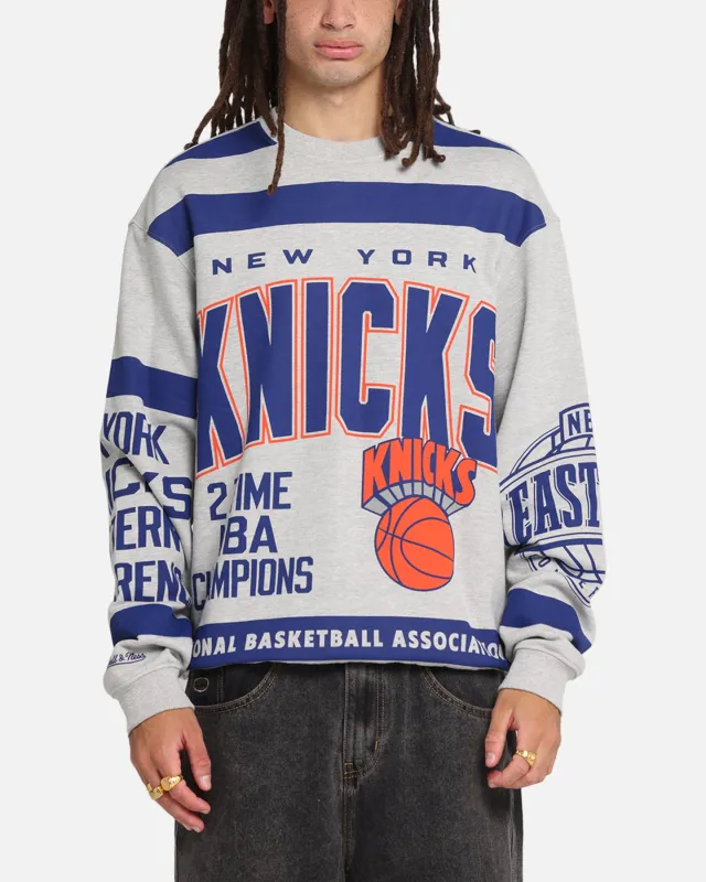 Mitchell & Ness New York Knicks Letterform Crewneck Grey Marle/Official Team Color sold by Culture Kings