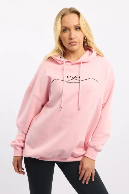Pink Graphic Hoodie sold by Ally Fashion