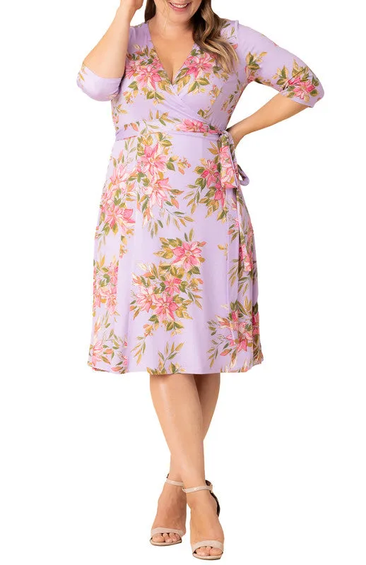 Lilac Floral Signature Wrap Dress - Plus sold by Dress Barn