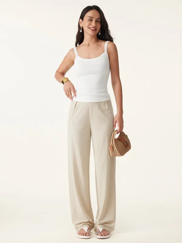 Wrinkle-resistant Cotton-linen Mid Rise Straight Leg Pant sold by ogl move