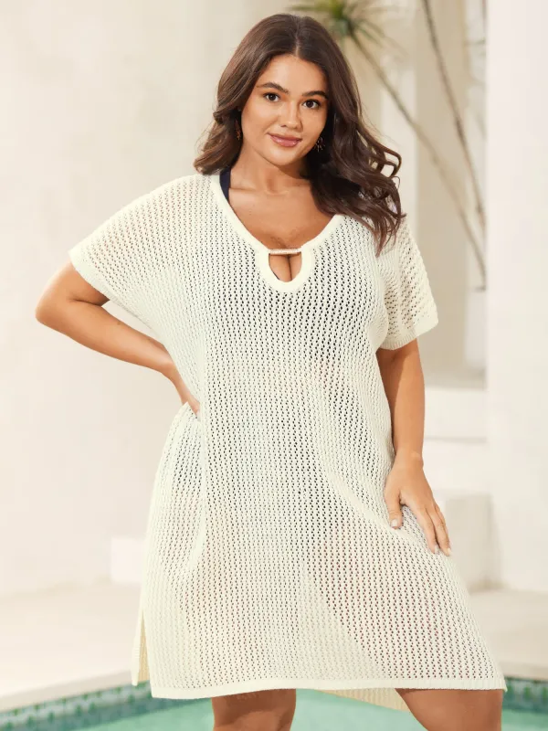 Slit Cut-Out Metal Ring Swim Cover-Up sold by Bloomchic