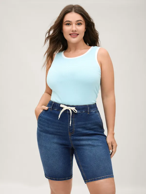 No-Gap Waist Stretchy Denim Shorts sold by Bloomchic
