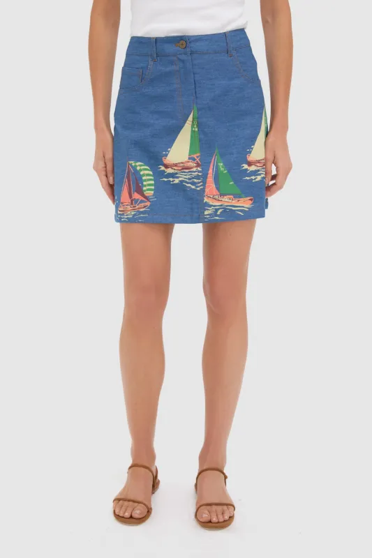 Newport Regatta Chambray Pippa Mini Skirt sold by Tuckernuck