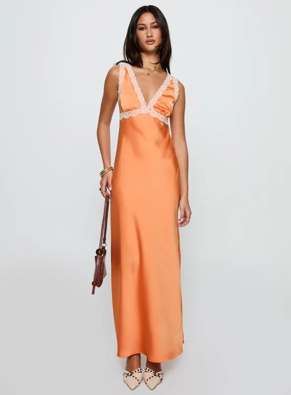 Natassja Maxi Dress Orange sold by Princess Polly