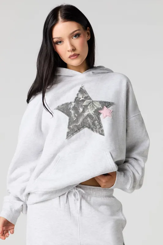 Star Patch Oversized Fleece Hoodie sold by Urban Planet