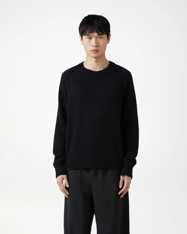 Distressed Cotton Knit Jumper - Black sold by Daniel Simmons