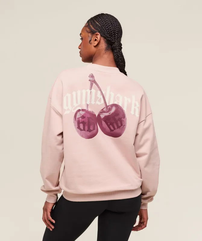 Gymshark Cherry Graphic Oversized Sweatshirt - Lift Pink sold by Gymshark