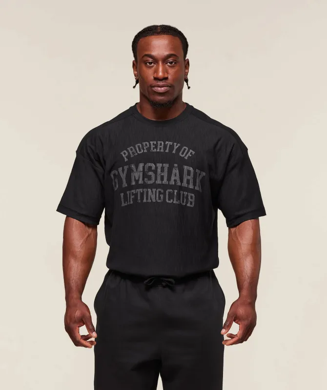 Gymshark Lightweight Slub Textured T-Shirt - Black sold by Gymshark