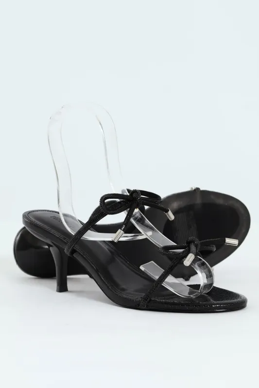 Single Sole Low Style Open Toe Heel - Black sold by Edgars 