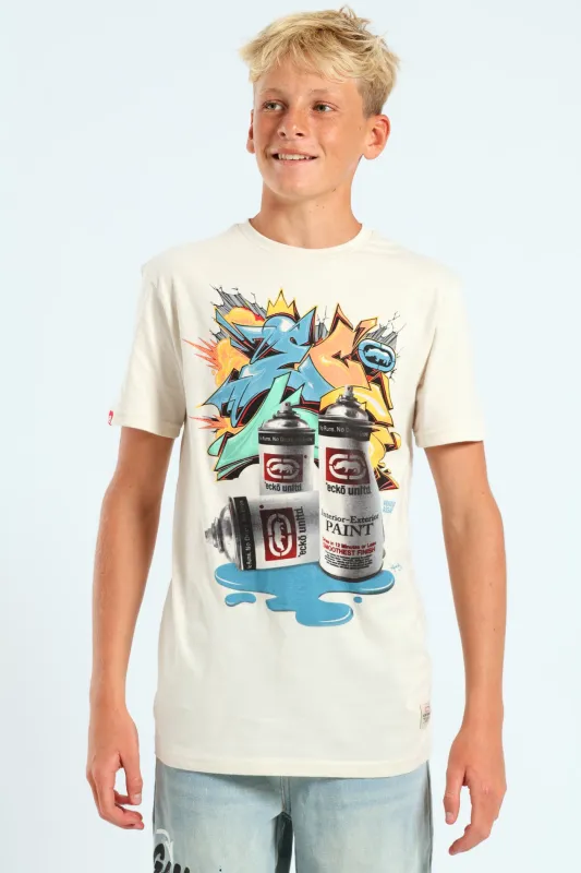Boys Graffiti Print Tee - White sold by Edgars
