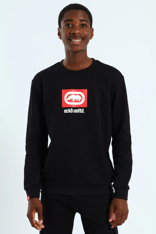 Boys Crew Fleece Top - Black/Red sold by Edgars 